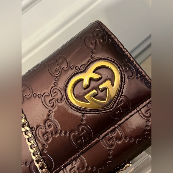 Gucci Guccissma Plum Long Wallet on Chain - Picture 3 of 13